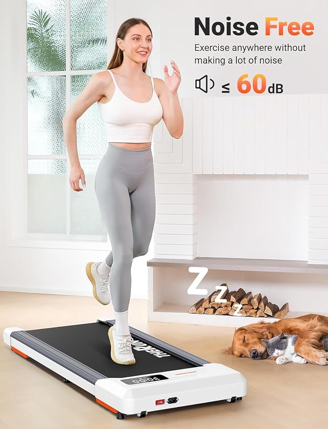 THERUN Walking Pad Under Desk, Portable Mini Treadmill for Home/Office, 2.5HP Jogging Machine with 300 lbs Weight Capacity, Remote Control, LED Display