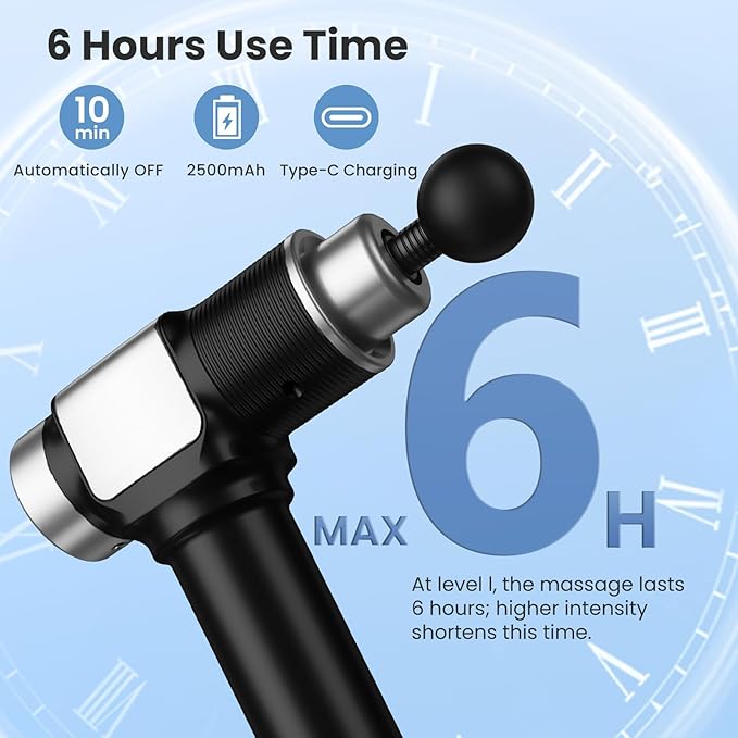 JQX Massage Gun, Deep Tissue Massager Gun for Pain Relief, Percussion Muscle Massage Gun for Athelets, Handheld Electric Back Massager with 30 Speed Levels & 9 Massage Heads