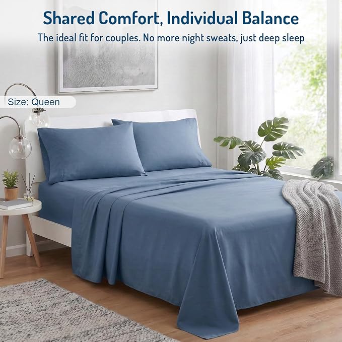 Degrees of Comfort Coolmax® Cooling Bed Sheets Queen Size for Hot Sleepers, Moisture Wicking Sheet Set for Night Sweats, Deep Pocket, Ultra Soft, Cozy for All Seasons, Teal 4 Pieces