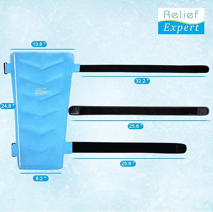 Relief Expert Large Leg Ice Pack Wrap – Reusable Gel Cold Pack for Leg, Knee, Thigh & Hip with 3 Adjustable Straps, Cold Compress Wrap for Muscle Recovery & Soothing Support After Workout