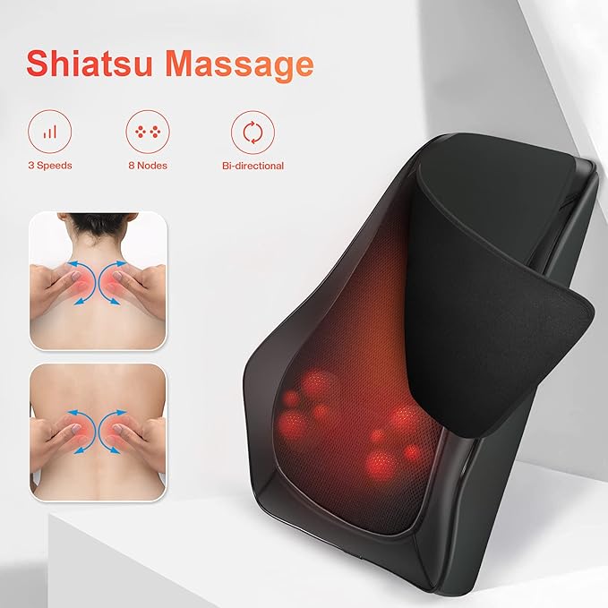 COMFIER Valentine’s Day Gifts for Her Him,Back Massager with Heat, Shiatsu Neck and Back Massager with Heat for Back Pain, Soothing Heating & 3D Kneading Massage Pillow