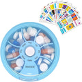 INVODA Weekly Pill Organizer with 77 Pre-Cut Medication Labels – 7 Compartment Rotating Medicine Box Daily Pill Case for Vitamins, Fish Oil & Prescriptions – BPA-Free Plastic – Compact Travel Size