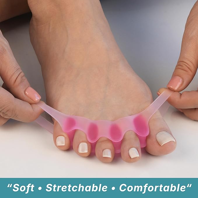 TEGA Toe Separators & Spacers for Men and Women - Silicone Toe Straightener for Bunion Correction, Plantar Fasciitis & Hammer Toe Relief - Restore Natural Foot Shape (Large)
