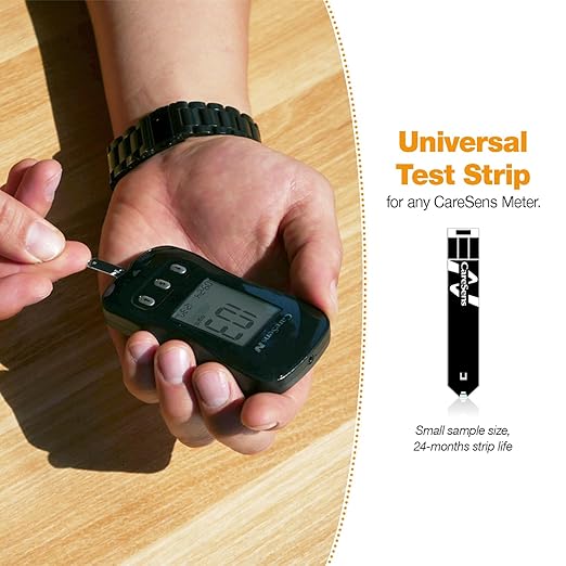 CareSens N Blood Glucose Monitor Kit with 100 Blood Sugar Test Strips, 100 Lancets, 1 Blood Glucose Meter, 1 Lancing Device, 1 Control Solution, Travel Case for Diabetes Testing for Personal Use