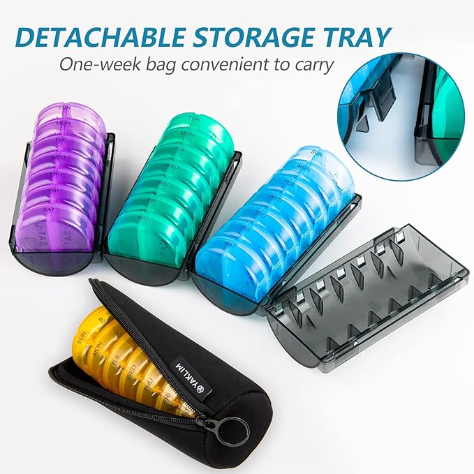 Yaklim Monthly Pill Organizer 2 Times A Day,XL One Month 28 Day Pill Box AM PM,Daily Pill Case Large 4 Week,Medication Organizer Dispenser for Pills,Fish Oils, Vitamin,Supplement（4 Colors ）