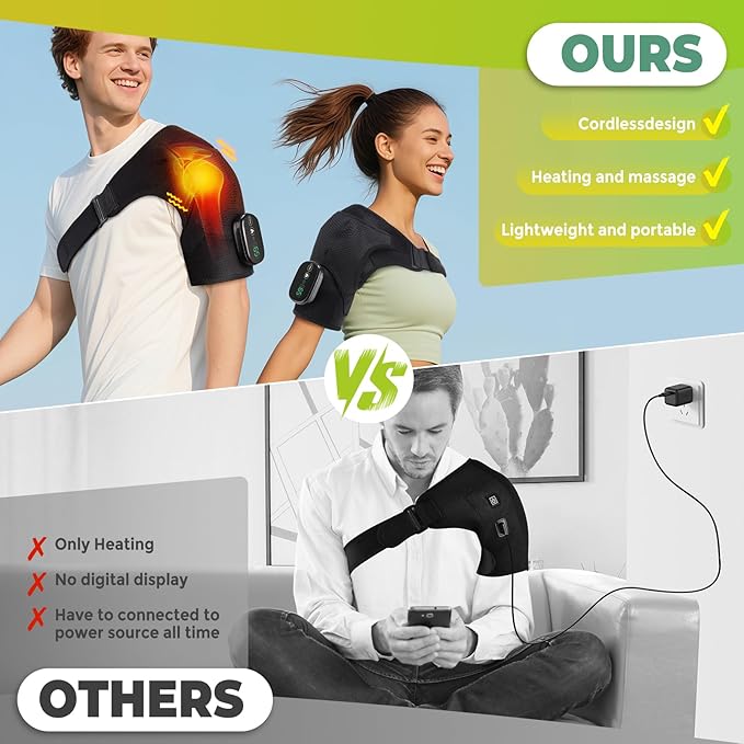 Shoulder Heating Pad with Massage, FSA Eligible Items List, Shoulders Massager for Pain Relief, Left Right Heated Shoulder Wrap for Rotator Cuff & Shoulder Brace Support, HSA Approved Products Only