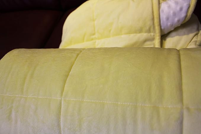ALANSMA Reversible Weighted Blanket for All Season, Luxury Velvet, Warm and Cool, Adult 10Lb Yellow Weighted Blanket, Enjoy Sleeping Anywhere(Light Yellow,48"x72" 10lbs)