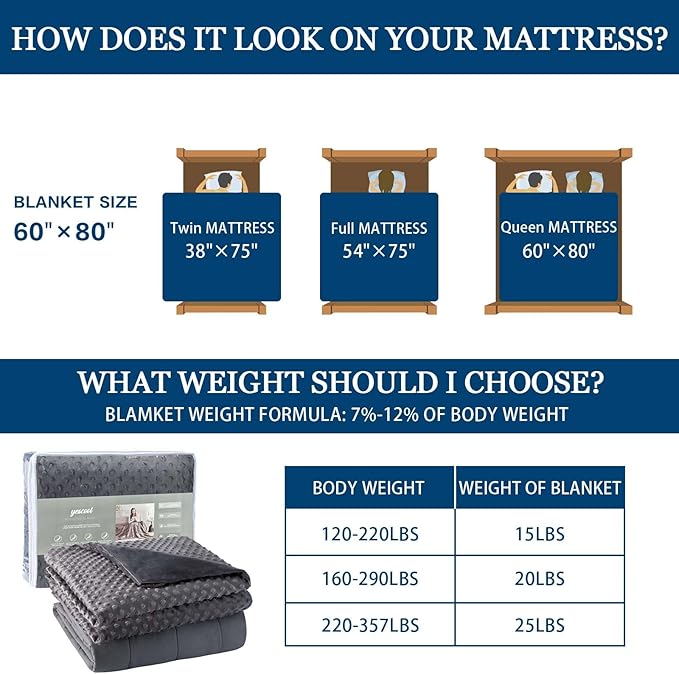 Weighted Blanket with Cover Queen Size Heavy Blanket Removable Soft Grey Blankets Microfiber Washable Heated Weighted Throw Blankets Winter Warm Weighted Comforter 25lbs, 60 * 80