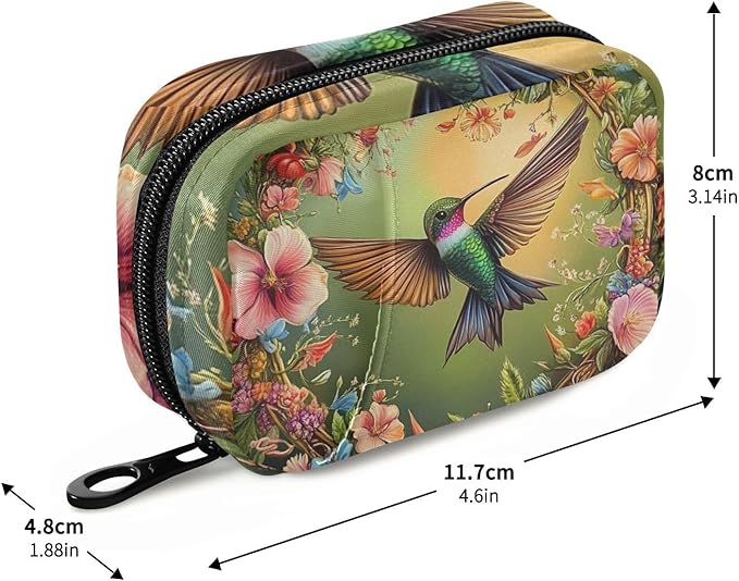 Travel Pill Case Flower Garland Bird Weekly Small Pill Box 7 Day Pill Box Pill Organizer Bag