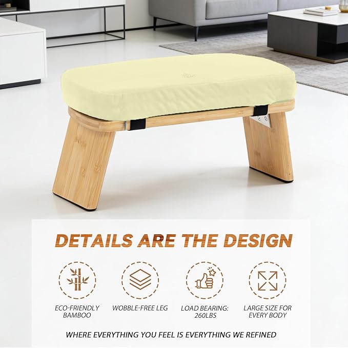 Meditation Bench, Bamboo Meditation Stool, Folding Kneeling Meditation Bench, Seiza Prayer Bench, Prayer Bench with Meditation Cushion, Kneeling Stool(Beige-Bag)