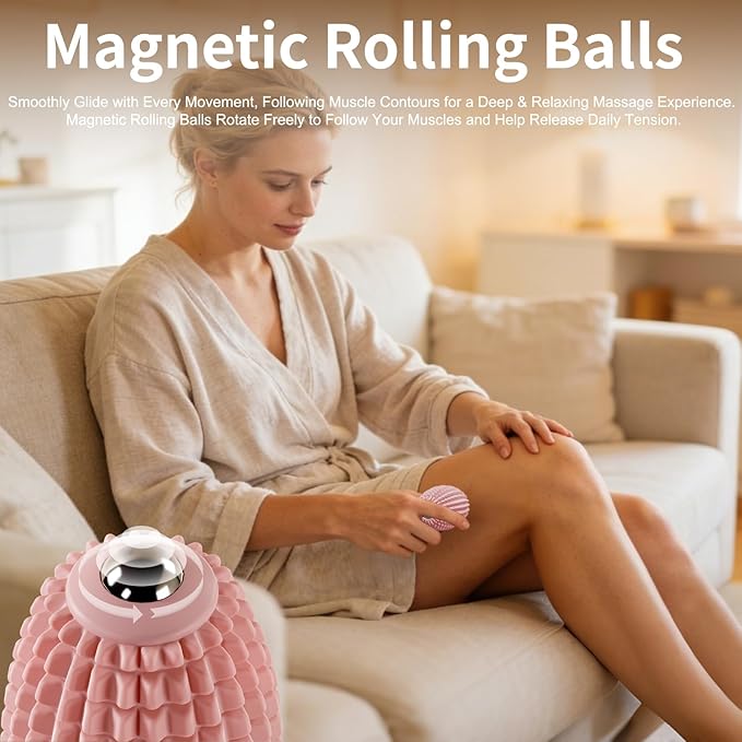 Vibrating Massage Ball for Plantar Fasciitis & Myofascial Release, Silicone Muscle Roller for Back, Neck, Foot, and Leg, Portable Trigger Point Massage Tool, 3 Vibration Modes (Pink)