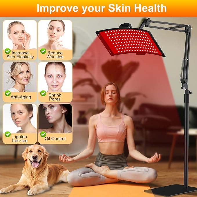 Red Light Therapy,Upgraded 2-in-1 Chips Red Light Therapy Lamp,660nm Red Light & 850nm Near Infrared Light Therapy Device with Red Light Therapy Belt and Stand Relieves Pain in All Parts of The Body