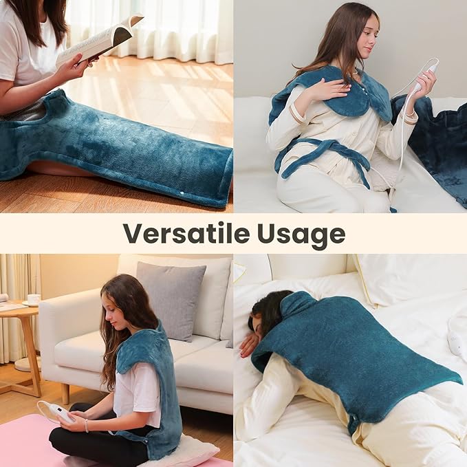 DAILYLIFE Heating Pad for Neck and Shoulders and Back, Electric Heating Pad for Back Pain Relife, 6 Heating Settings, UL Certified with Overheating Protection and Machine Washable, 26"x35", Dark Green