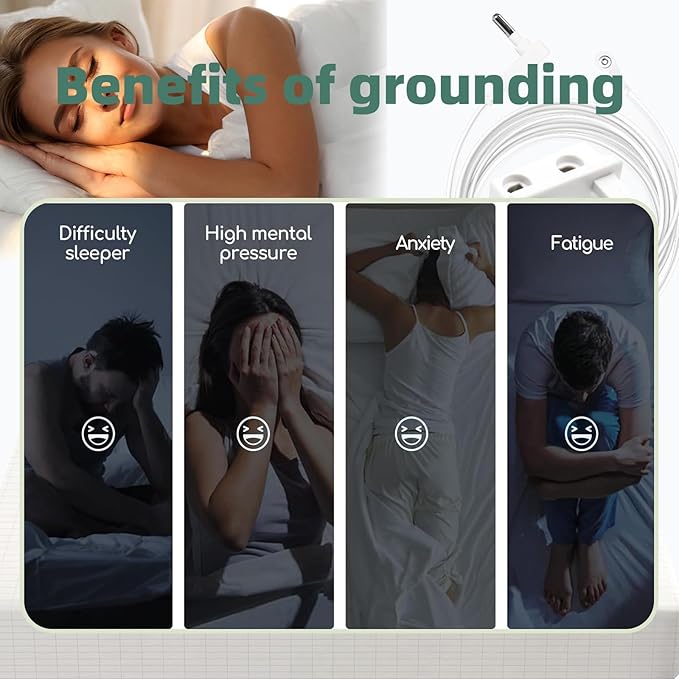 RIQINXIN Grounding Sheets Grounding Mat for Improved Sleep Grounding Bed Sheet 10% Pure Conductive Silver 90% Cotton Reduce Pain Anxiety Stress 39x80in White