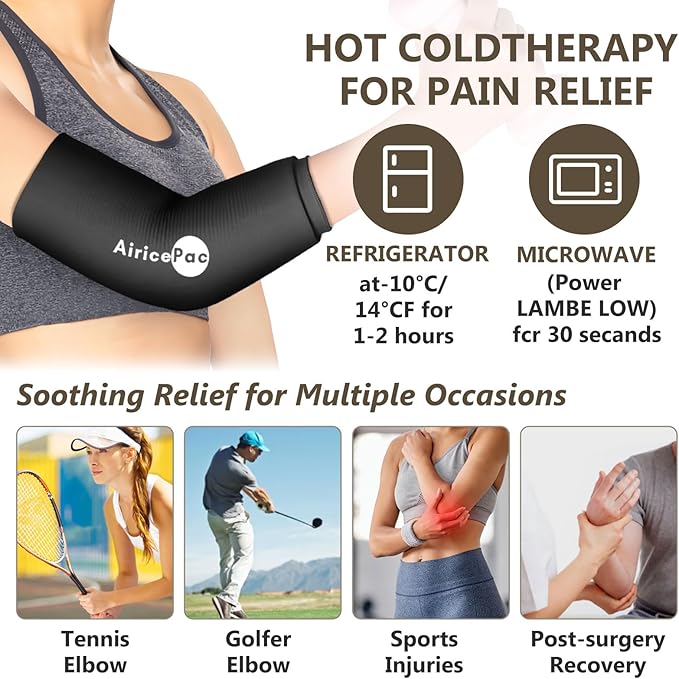 Elbow Ice Pack Wrap, Tennis Golfers Sleeve For Arm and Calf Injuries Reusable, Cold Compression for Pain Relief