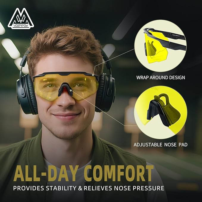 Shooting Glasses Anti Fog with High Definition Lenses, ANSI Z87.1 Certified Tactical Safety Glasses for Men Women