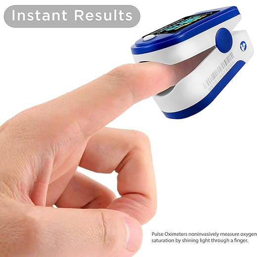 FL350 Blue Pulse Oximeter with Carrying Case, Lanyard & Batteries