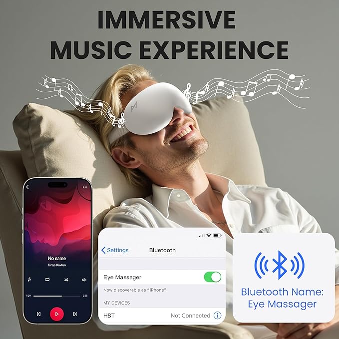 AXV Eye Massager with Heat and Cooling, Massaging Eye Mask Massager, Eye Massage for Migraines, Dry Eyes, Strain Relief, Birthday Gifts for Women Men Mom Dad