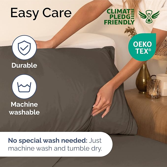 King Size 4 Piece Sheet Set - Extra Soft, Breathable & Cooling Sheets - Hotel Luxury Durable Bed Sheets for Women & Men - Deep Pockets, Easy-Fit & Wrinkle-Free Sheets - Taupe Brown Oeko-Tex Bed Sheets