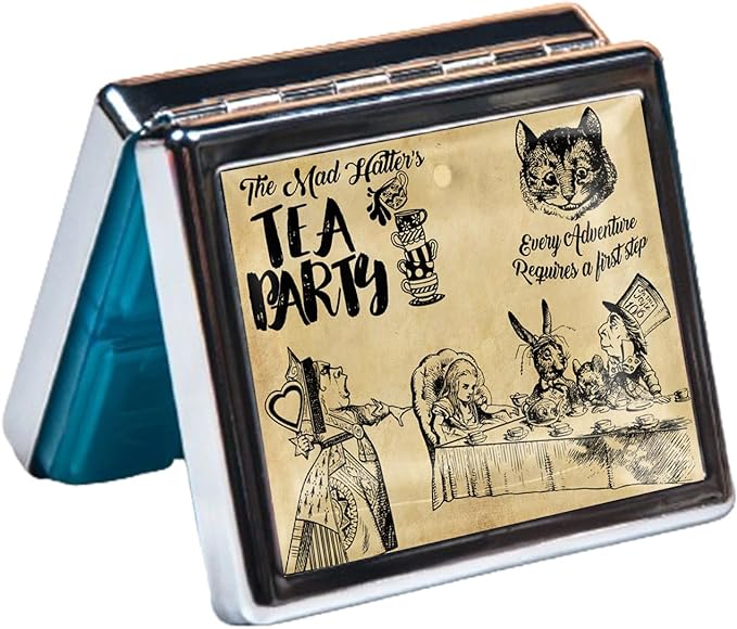 Silver Vintage Pill Box 7 Day Metal Pill Box with Mirror and 8 Compartments Cute Travel Pill Organizer for Purse,Compact Portable Pill Organizer (Cute Kitten)