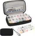 Weekly Pill Organizer 2 Times a Day, Travel Pill Box 7 Day with Large Opening, Pill Case with Handle, Pill Dispenser Medicine Organizer for Vitamins, Fish Oils, Medications, Supplements(Black, Large)