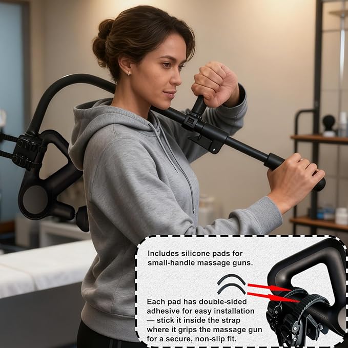 Adjustable Massage Gun Holder with 22"-28" Length Range for Back, Neck, and Shoulders – Compatible with Most Massage Guns, Ergonomic Design for Hard-to-Reach Areas, Ideal Gift for Women and Men