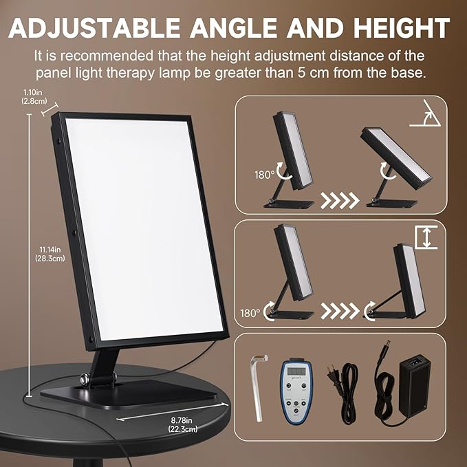 Light Therapy Lamp, UV-Free Happy Lamp 10000 Lux Desk Sun Lamp with Timing Mode & 6 Brightness & 3 Colors for Bedroom/Reading/Studying, Black