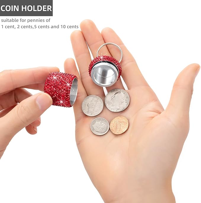 Small Pill Box Keychain Cute Mini Medicine Fob Fancy Pill Pockets Container Vitamin Storage Organizer Medicine Case Holder for Supplement(Red)