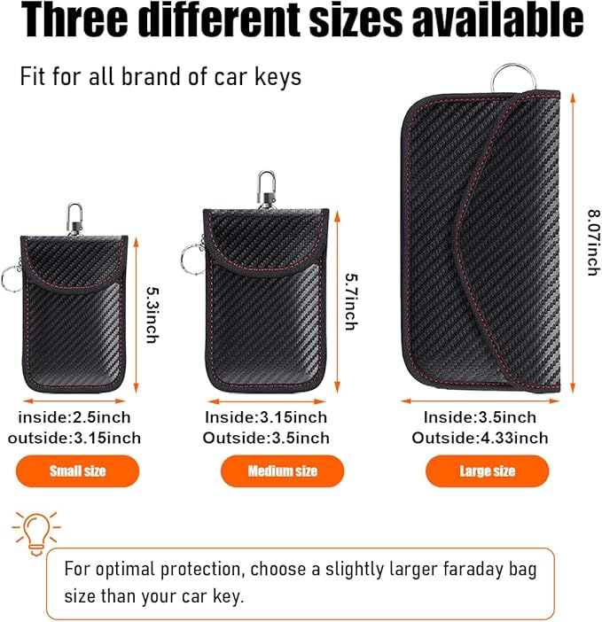 Faraday Pouch for Car Keys, Signal Blocking RFID Faraday Bag Cage, Anti-Theft Key Fob Pouch Protector (Medium)