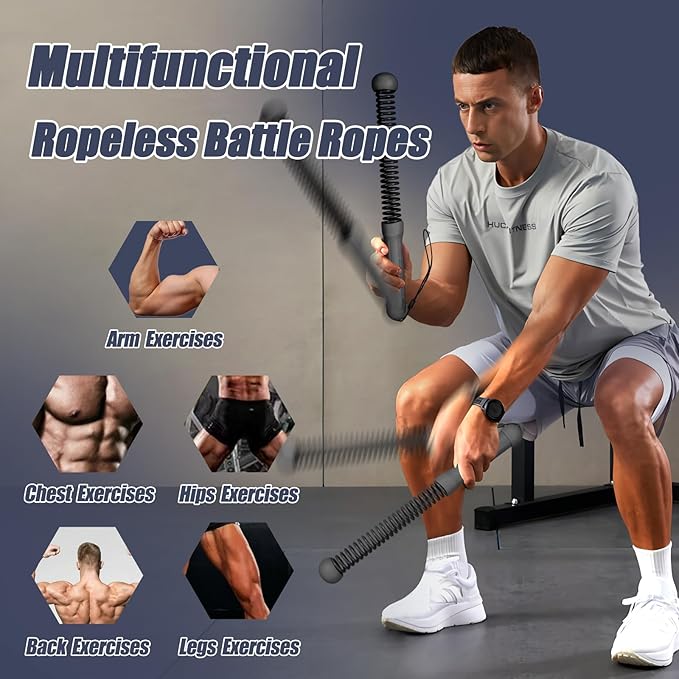 Weighted Ropeless Battle Ropes for Home Gym, Heavy Duty Portable Cordless Battle Ropes for Home and Outdoors，Workout Exercise Rope for Women and Men,2PCS