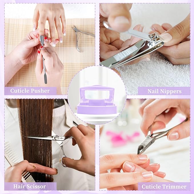 Nail Tool Sterilizer Box, Plastic Sterilizing Tray, Plastic Clean Sterilizing Box Storage Organizer for Nail, Tweezers, Eyelash Extensions, Hair Salon, Spa & Cutter Manicure Equipment(Purple)