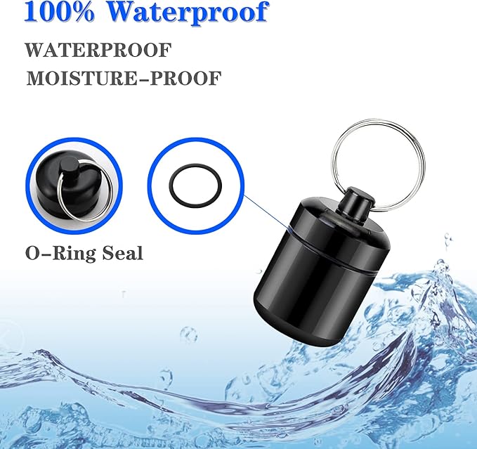 Pill Holder Keychain Container,Portable Aluminium Alloy Waterproof Pill Boxes for Purse Pocket,Small Pill Cases for Outdoor Travel Camping Daily Use-3PCS