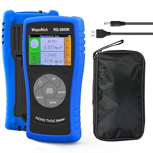 Air Quality Pollution Monitor, Formaldehyde Detector 0-2.50 mg/m³, 2-in-1 TVOC Meter HCHO Tester Indoor with Alarm, USB Rechargeable for Home, Office, HVAC - RQ-5800N