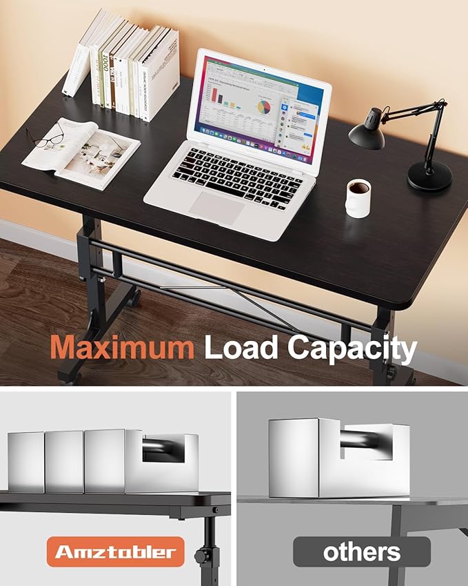 Small Standing Desk Adjustable Height, Mobile Stand Up Desk with Wheels, 32 Inch Portable Rolling Desks Conference Room Tablesf for Walking Pad Treadmill Black