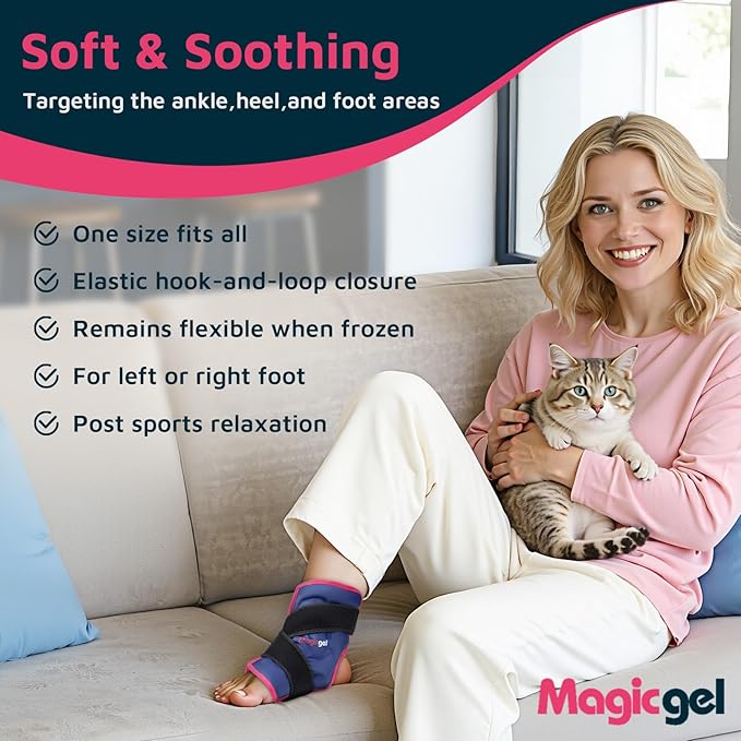 Magic Gel Ankle Ice Pack Wrap for Swelling, Reusable Ice Packs for Ankle Injuries, Flexible Hot & Cold Packs, Foot Ice Pack Wrap Ice Socks for Sprained Ankle, Achilles Tendonitis & Fasciitis Relief
