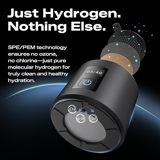 Hydrogen Water Bottle Generator - Up to 6400 PPB & 12-Hour Hydrogen Retention - H2 Certified SPE/PEM Tech - Portable, Recovery & Easter Wellness Gift (Grey)