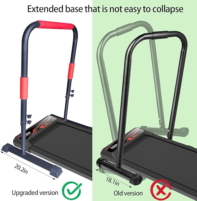 Adjustable Handle Bar for Walking Pad Only- Universal Fit 23" Wide, Max Height 43", Sturdy Support Attachment (Black Green)