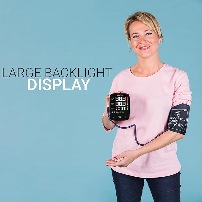Upper Arm Blood Pressure Monitor, Digital BP Monitors for Home Use, Automatic Blood Pressure Cuff with Large LED Display and 2x120 Reading Memory, Two Adjustable Cuffs, 8.7” - 16.5” and 13” - 21”