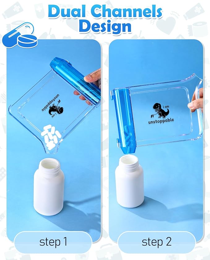Plifal Pill Counter Tray with Spatula - Pill Counting Tray Dinosaur Print Pharmacy Counting Tray Medicine Sorting Tray with Funny Reminder Labels, Equipped with L-Shaped Spatula