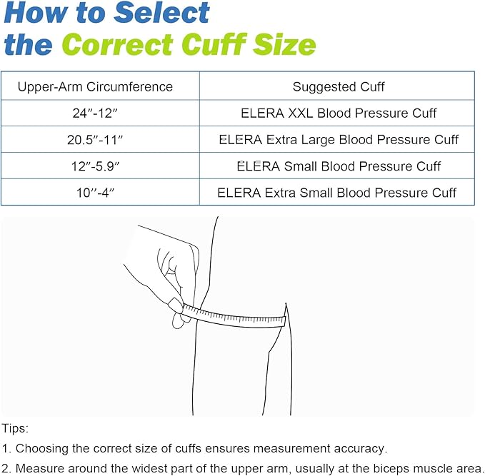 XXL Blood Pressure Cuff 9”-24” (22-60CM) Compatible with Most Automatic Blood Pressure Monitors, Extra Large BP Replacement Cuff for Big Arms - Includes 6 Connectors