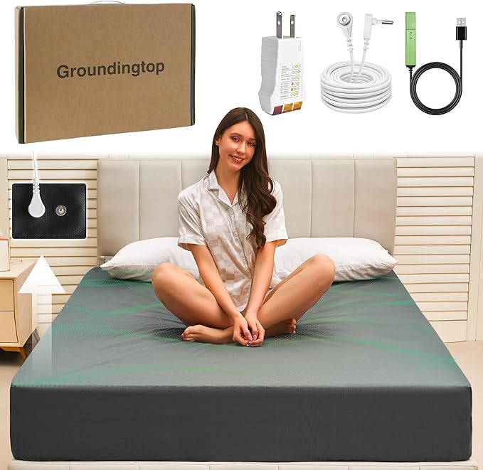 Grounding Sheets Full XL Grounding Bed Fitted Sheet Deep Pocket 90% Cotton 10% Silver Fiber Bare Earth grounding Sheets,Grounded Sheet Earth Connected Bed Sheet (Gray,Full XL,54" * 80" * 15")