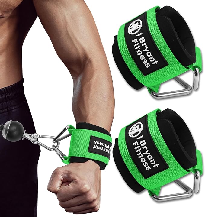 J Bryant Fitness Wrist Cuffs for Cable Machines – Heavy Duty Adjustable Wrist Straps with 7mm Neoprene Padding for Strength Training, Pull Exercises, and Forearm Support