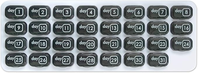Monthly Med Organizer with 31 Daily Removable Pill Pods for Home, Work, Travel, Numbered Pillboxes for Supplements & Vitamins (Grey)