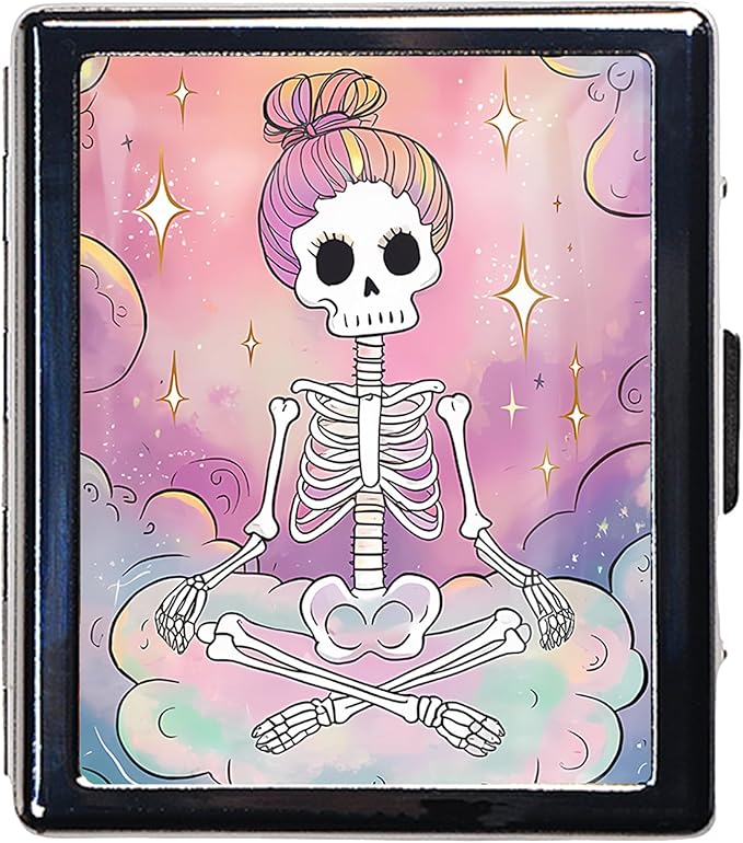 8-Compartment Pill Box Organizer Portable and Stylish Medicine Case, Versatile Storage for Medication - Ideal Travel Accessory & Unique Gift Idea (Pastel Skeleton Serenity)