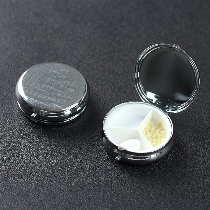 6Pcs Elegant Pill Box Case, CREATIEE-PRO Portable Medicine Tablet Vitamin Holder Organizer with 3 Component for Purse Pocket Travel - Practical & Fashionable(6 Patterns, 1.6Inches)