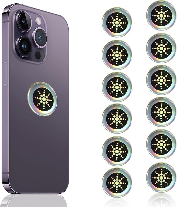 12 PCs Silver Phone Protection Stickers Neutralizers for Smart Phones/Tablets/Laptops/Computer/WiFi/Priner/TV Electronic Devices Stickers (Silver)