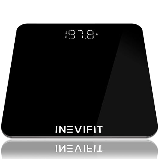 INEVIFIT Bathroom Scale, Highly Accurate Digital Bathroom Body Scale, Measures Weight up to 400 lbs. Includes Batteries