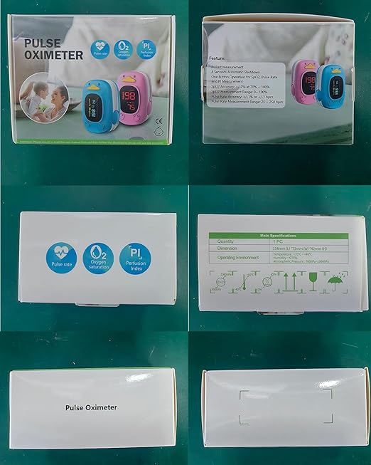 Pulse Oximeter Oxygen Monitor Pulse Oximeter Oxygen Monitor Fingertip, Large Display, Included With AAA Battery