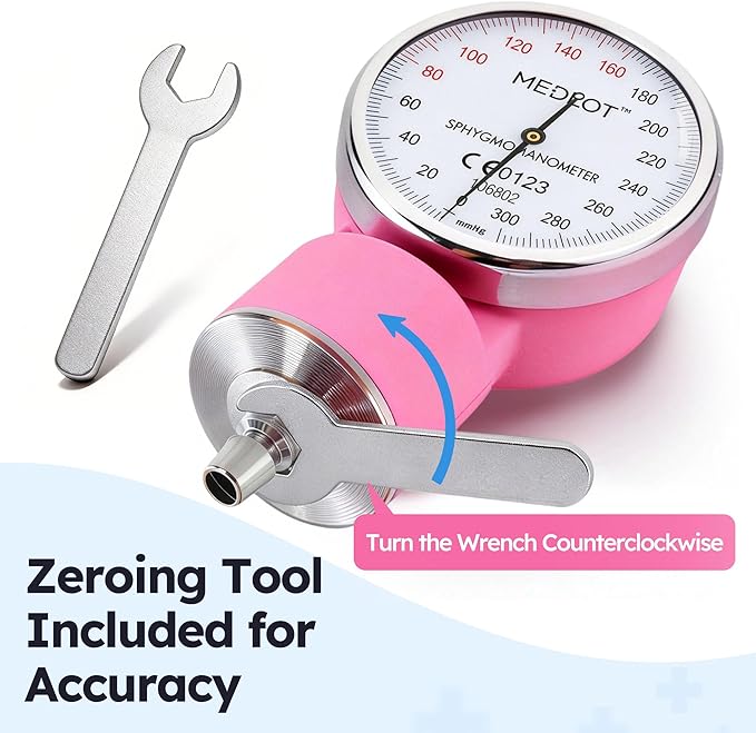 LotFancy Manual Blood Pressure Cuff Adult with D-Ring, Professional BP Cuff 10"-16", Standard Adult Size Sphygmomanometer with Carrying Case for Home Medical, Nursing Student, Doctor, Nurse, Pink