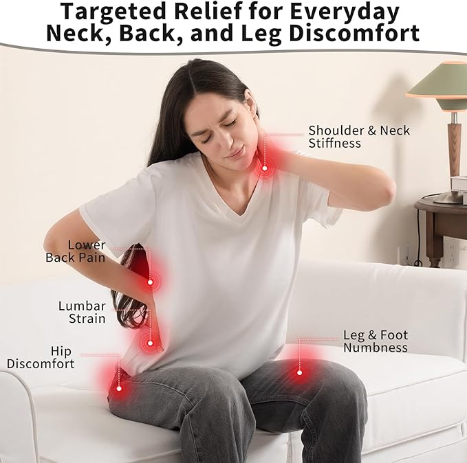 Firebrighting Electric Back Massager with Heat for Office Chair - Shiatsu Deep Kneading Massage Pillow, Back Comfort Support for Meetings and Reading, Adjustable Strap,Gifts for Dad Mom Men Women